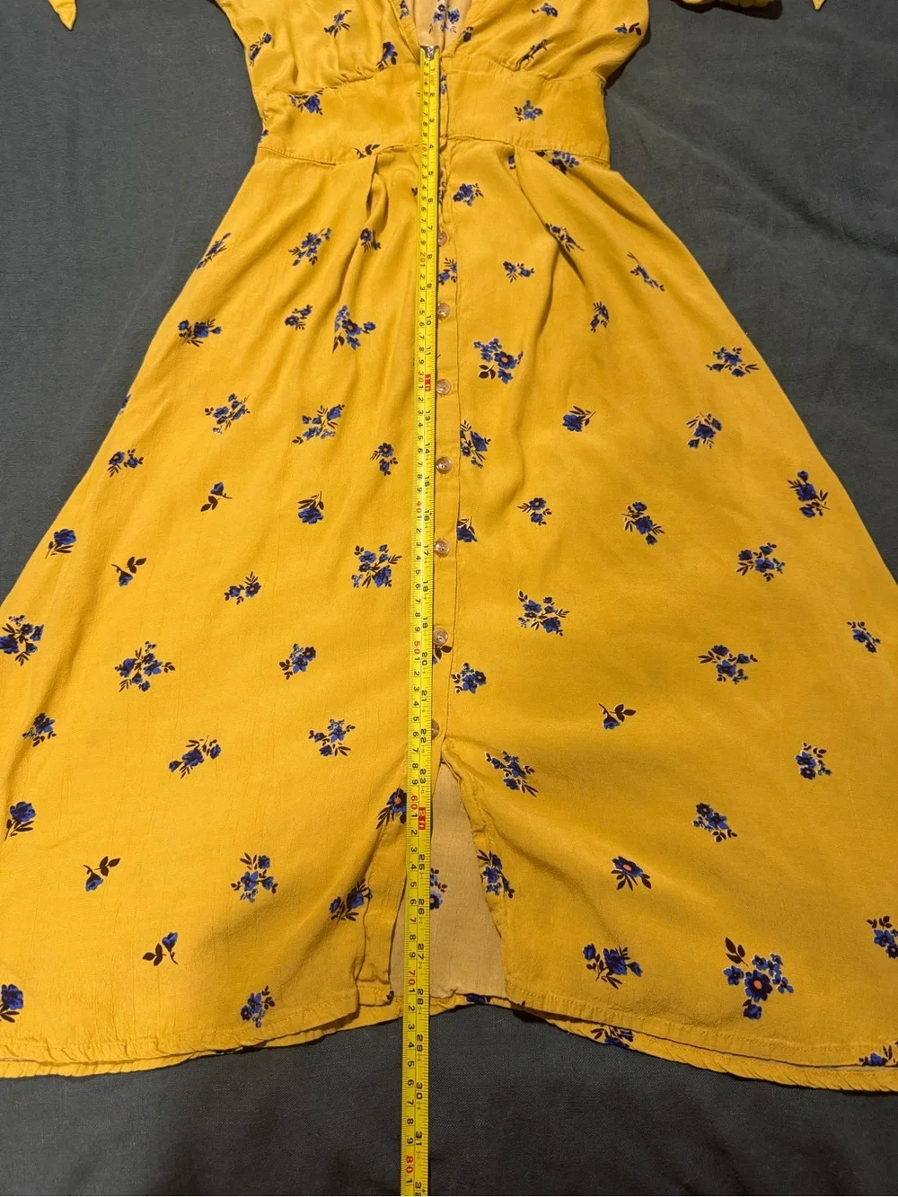 Faithful the Brand Yellow Floral Button-Front Midi Dress